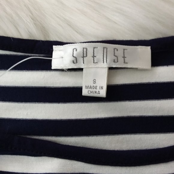 New Spense Tee Navy White Stripe Cold Shoulder Top - Picture 3 of 9